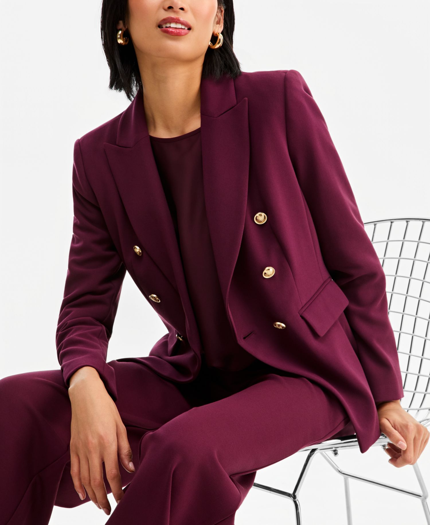 Plus Size Faux Double-Breasted Blazer