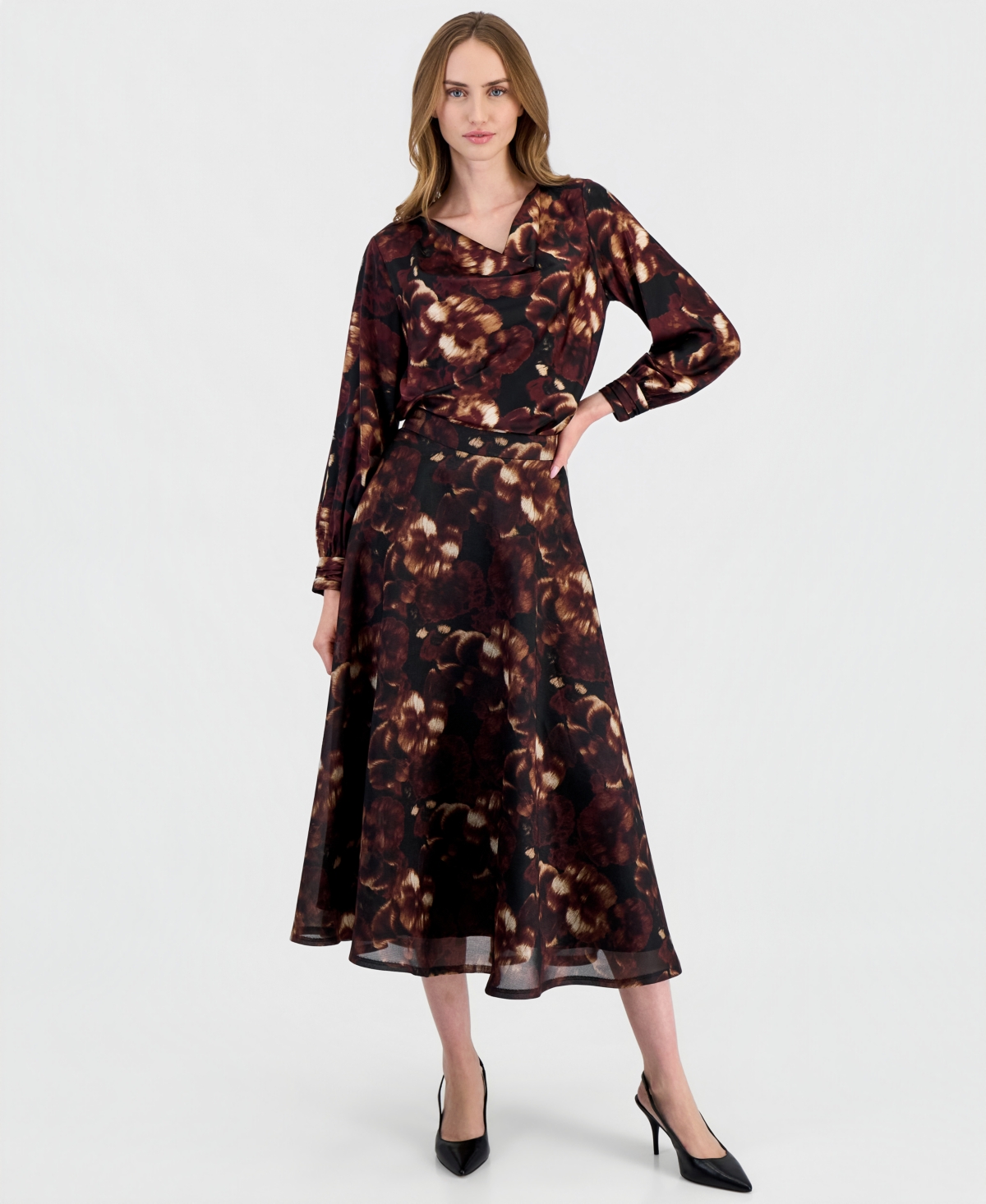 Anne Klein Women's Midi A-Line High-Waisted Skirt