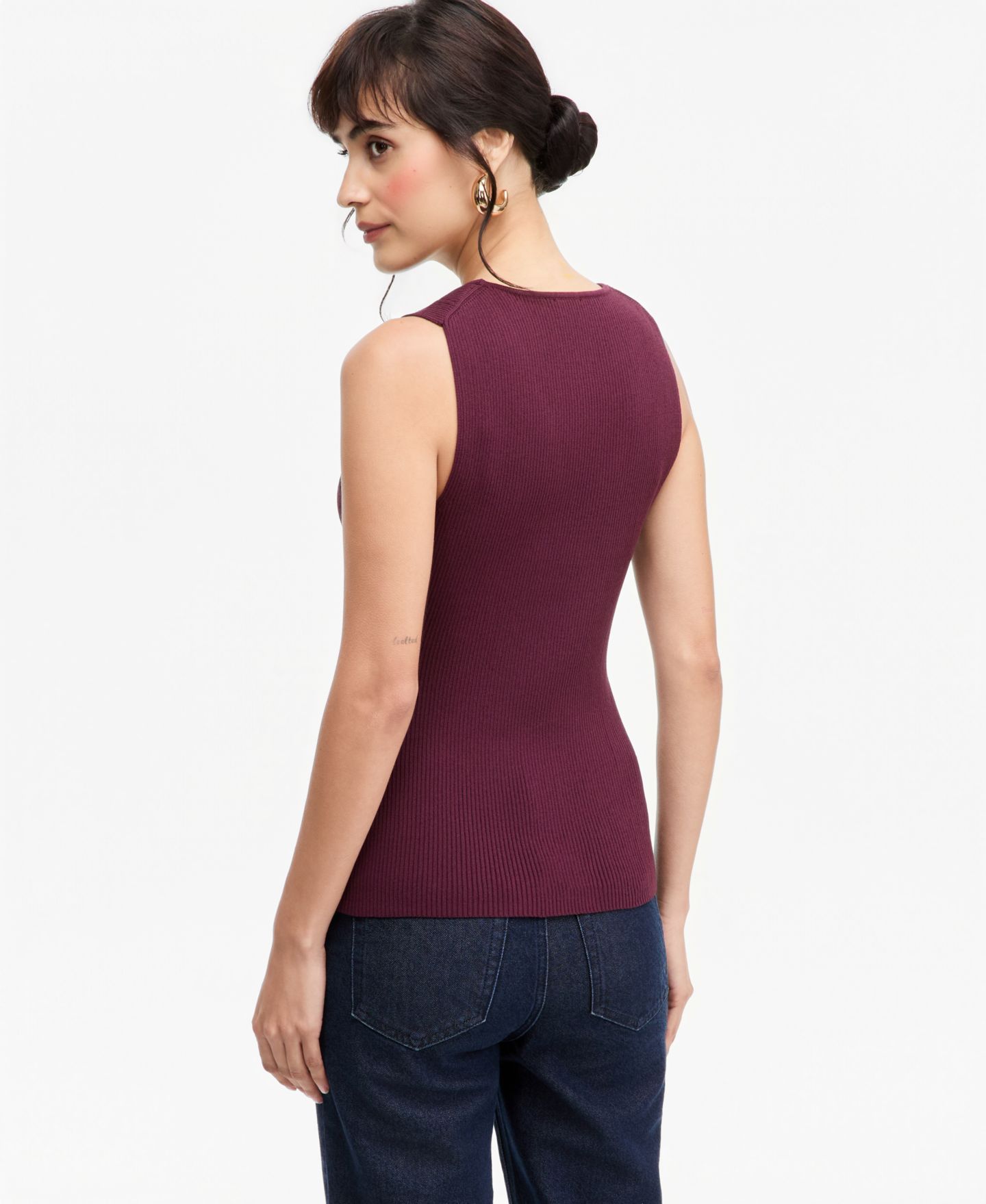 Женский топ I.N.C. International Concepts Ribbed-Knit Cutout, цвет: Ягодный винный — фото 2