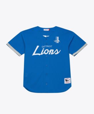 Men's Blue Detroit Lions Head Coach Mesh Full-Button Fashion Jersey