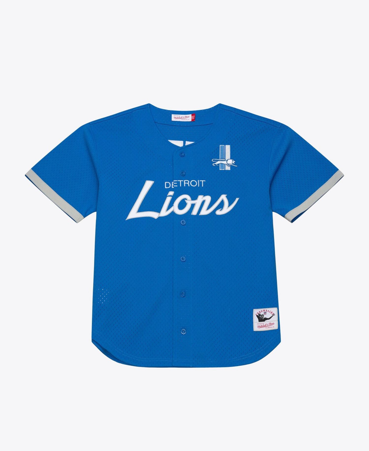 Men's Blue Detroit Lions Head Coach Mesh Full-Button Fashion Jersey