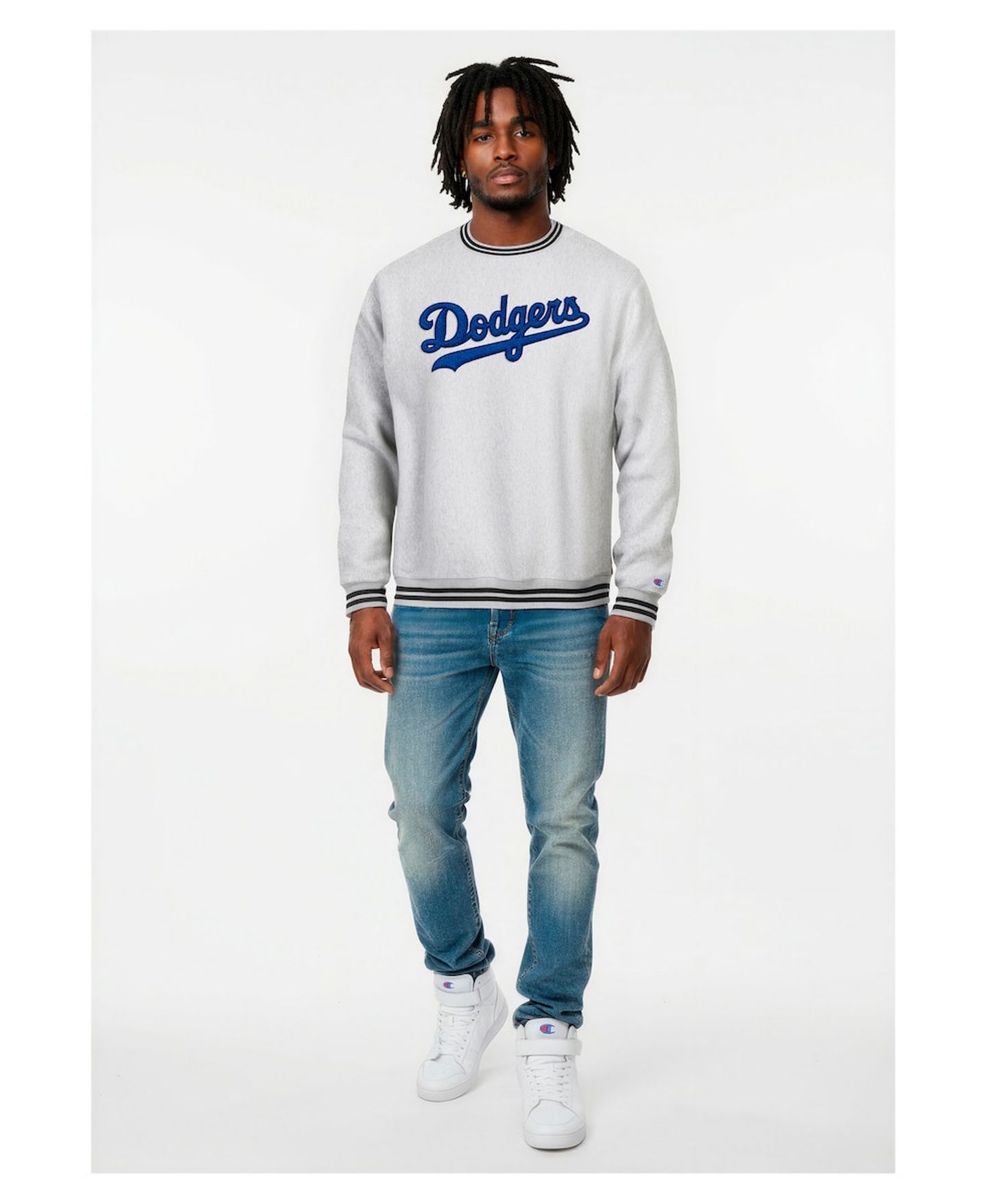 Мужская толстовка Champion Heather Gray Los Angeles Dodgers Reverse Weave — фото 1