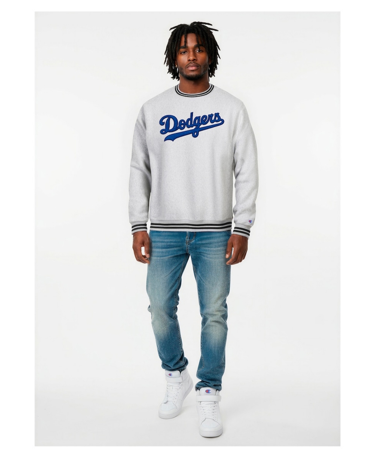 Champion Men's Heather Gray Los Angeles Dodgers Reverse Weave Sweatshirt