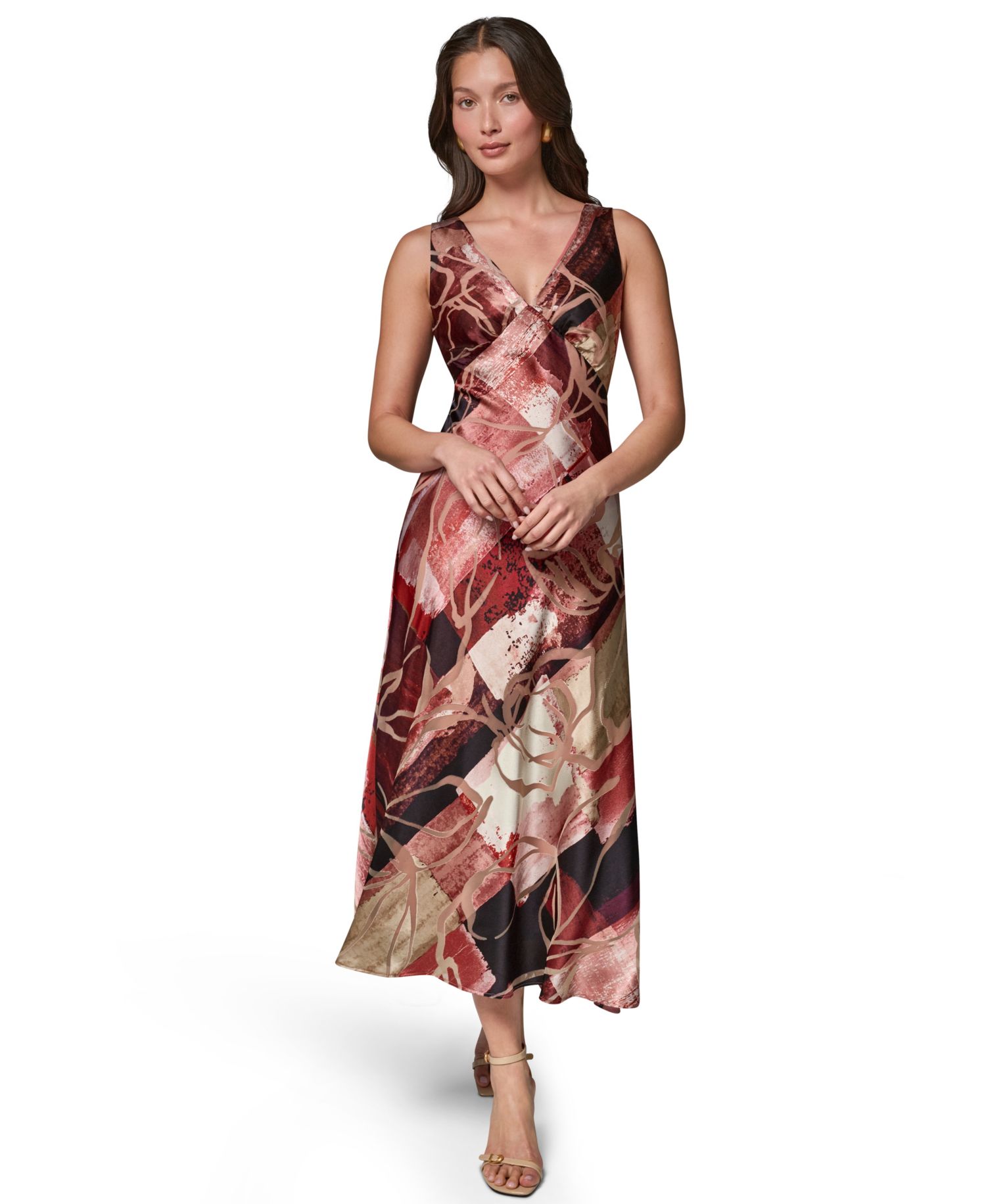 Women's Sleeveless Velvet Burnout Midi Slip Dress