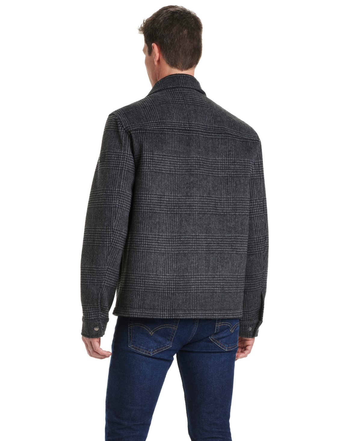 Vince Camuto Men's Shirt Collar Plaid Wool Hipster Jacket