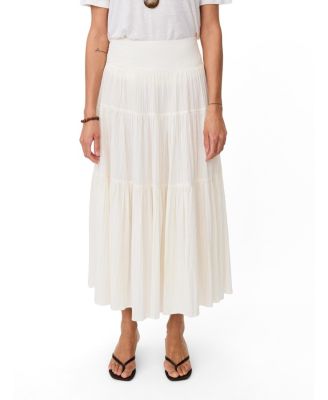 Women's Smocked Waist Tiered Midi Skirt