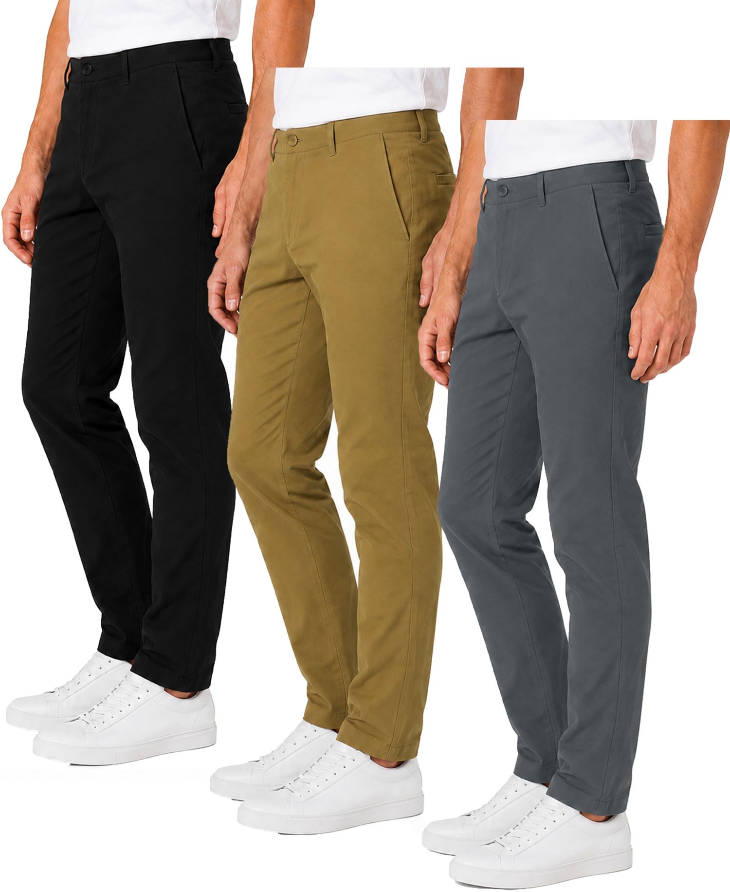 Men's Woven Stretch Slim-Fit Pants, 3-Pack
