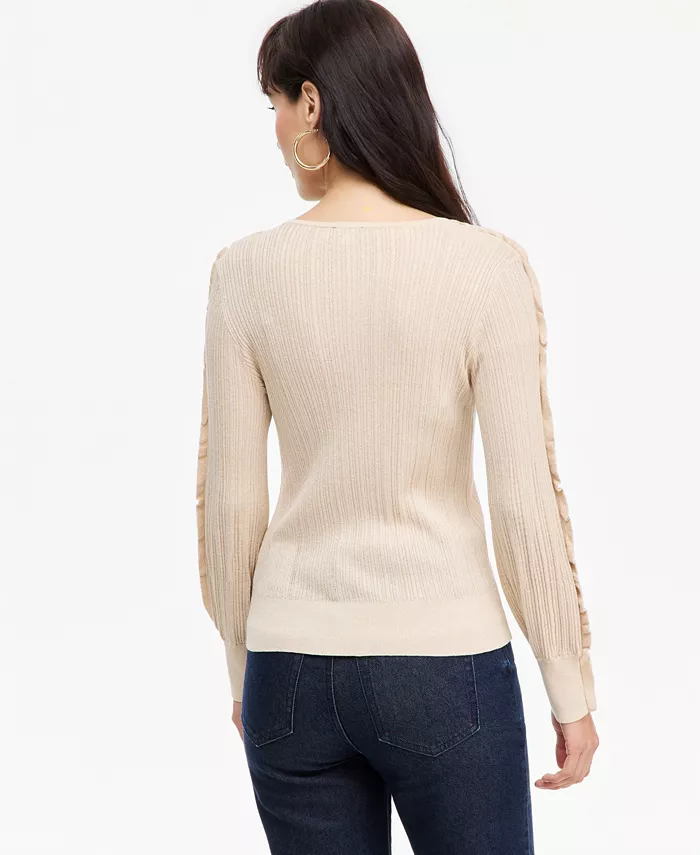 Women's Ruffle-Trim Rib-Knit Sweater - thumbnail 2