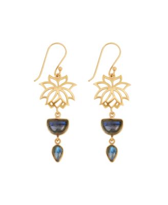 Labradorite Gold Lotus Earrings