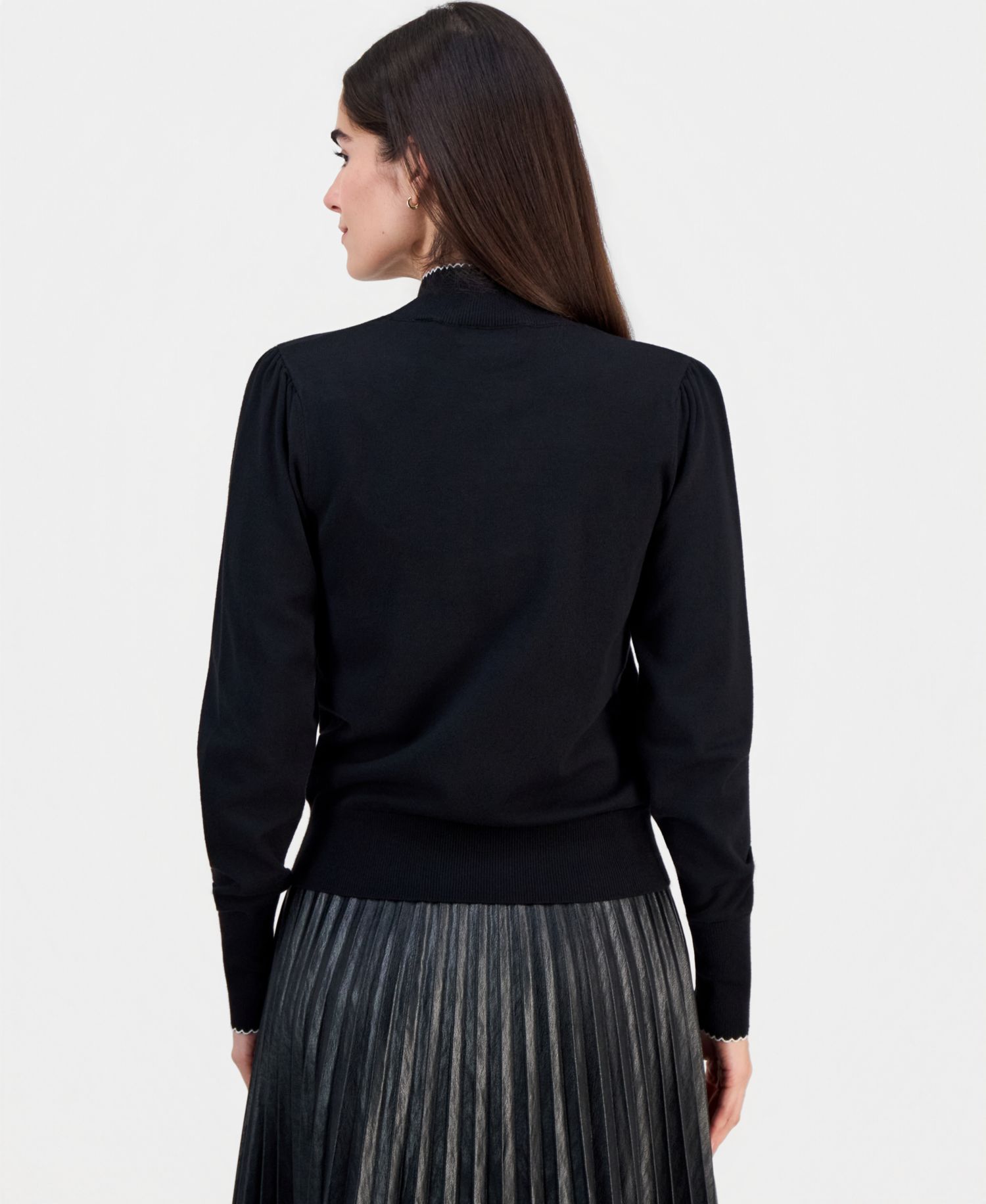 Women's Contrast-Tipped Bow-Tie Sweater