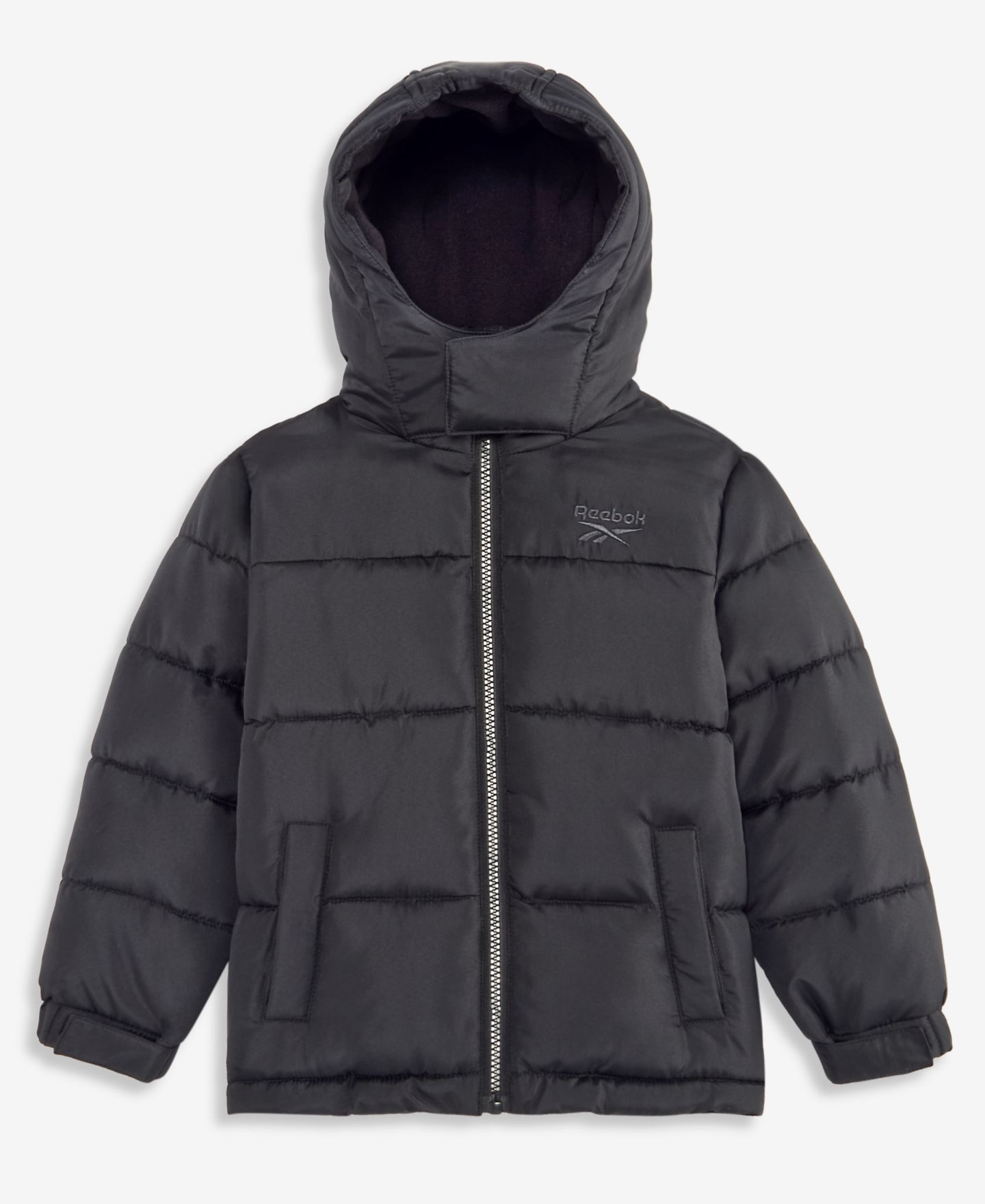 Куртка Reebok Hooded Fleece-Lined Puffer Jacket для мальчиков-малышей, цвет: Чёрный — фото 1