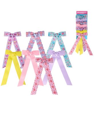 and Friends Long Hair Bows 7-Piece Set Official License, Sanrio Hair Accessories with Kuromi and My Melody