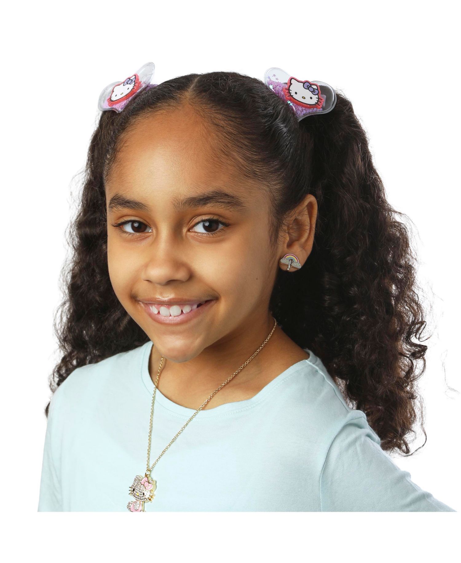 Heart Hair Clip 6-Piece Set Official License, Snap Back Shaker Hair Clips, Sanrio Accessories