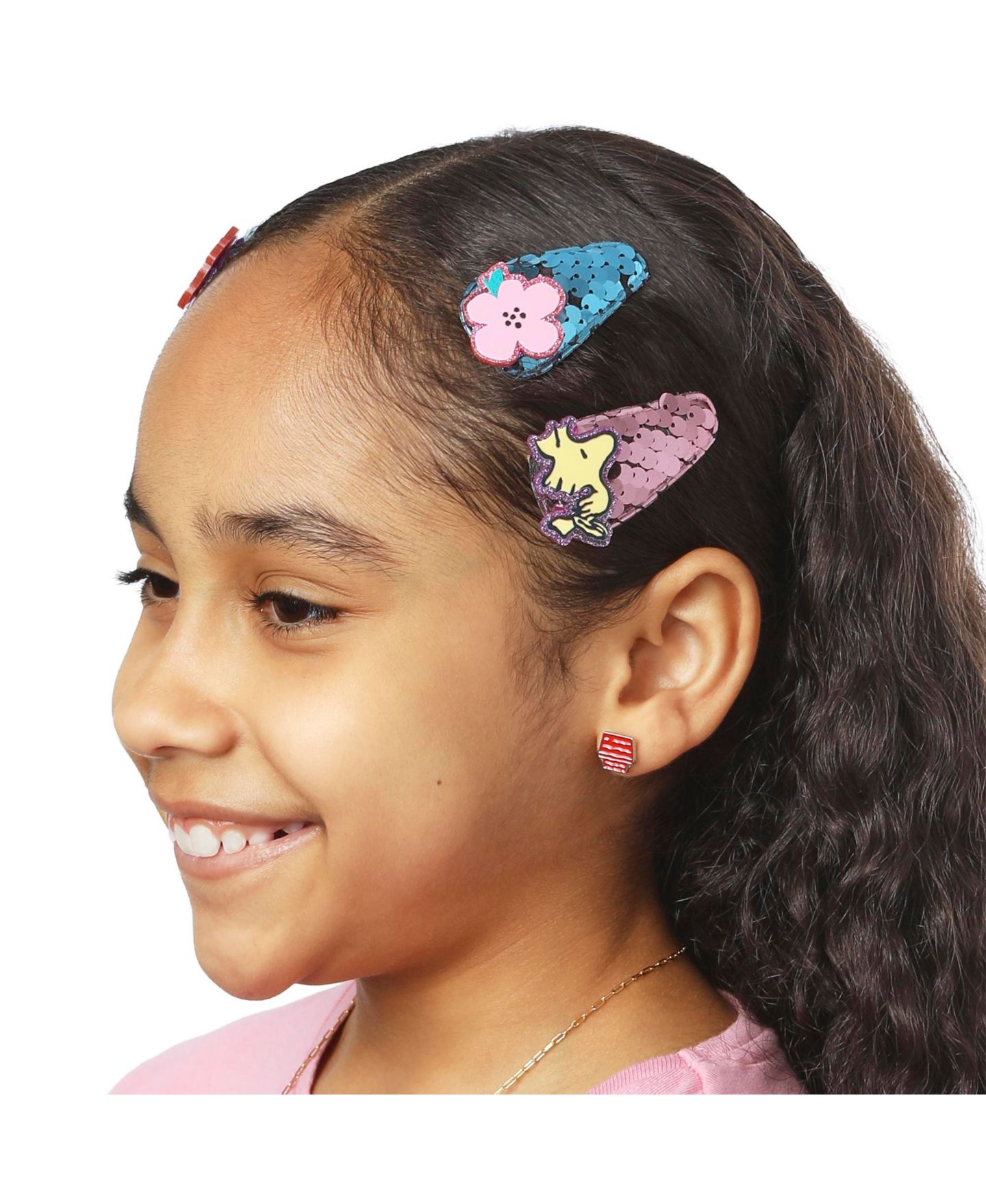 Детские аксессуары для волос Peanuts Snoopy and Woodstock Sequin Snap Back Hair Clips 8-Piece Set Official License, Gifts, Snoopy Things, цвет: Разноцветный — фото 2