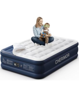 20" Queen Air Mattress with Built-in Pump, 800-lb Capacity, Fast Inflation Guest Bed, Honeycomb Support