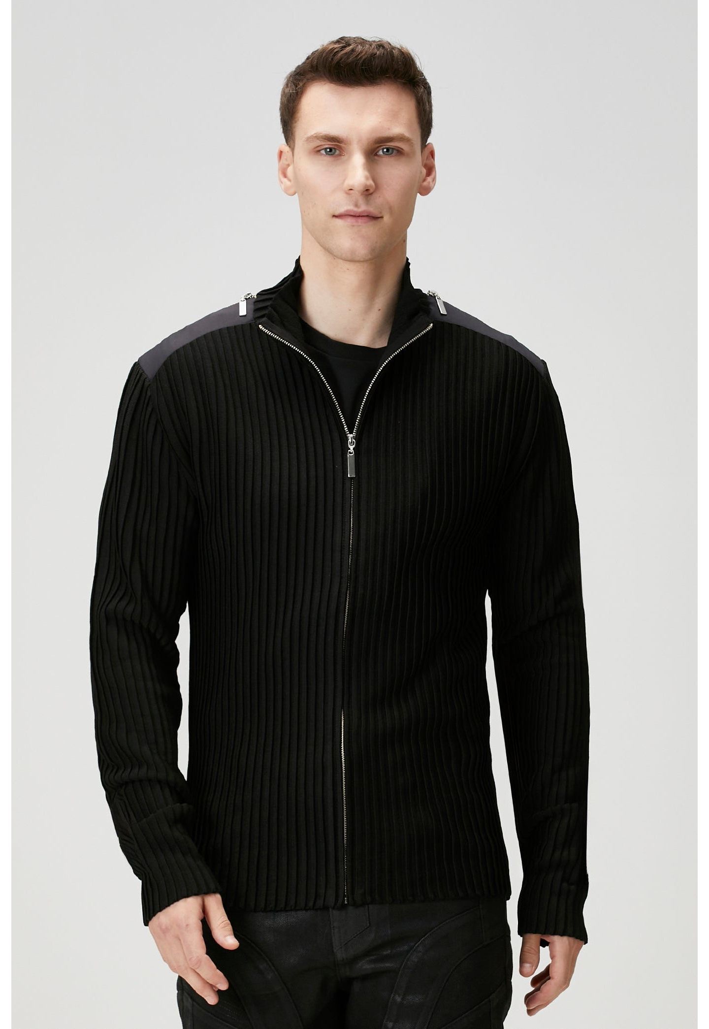 Мужской кардиган PCFG Zip Detail Knit, цвет: Чёрный — фото 5