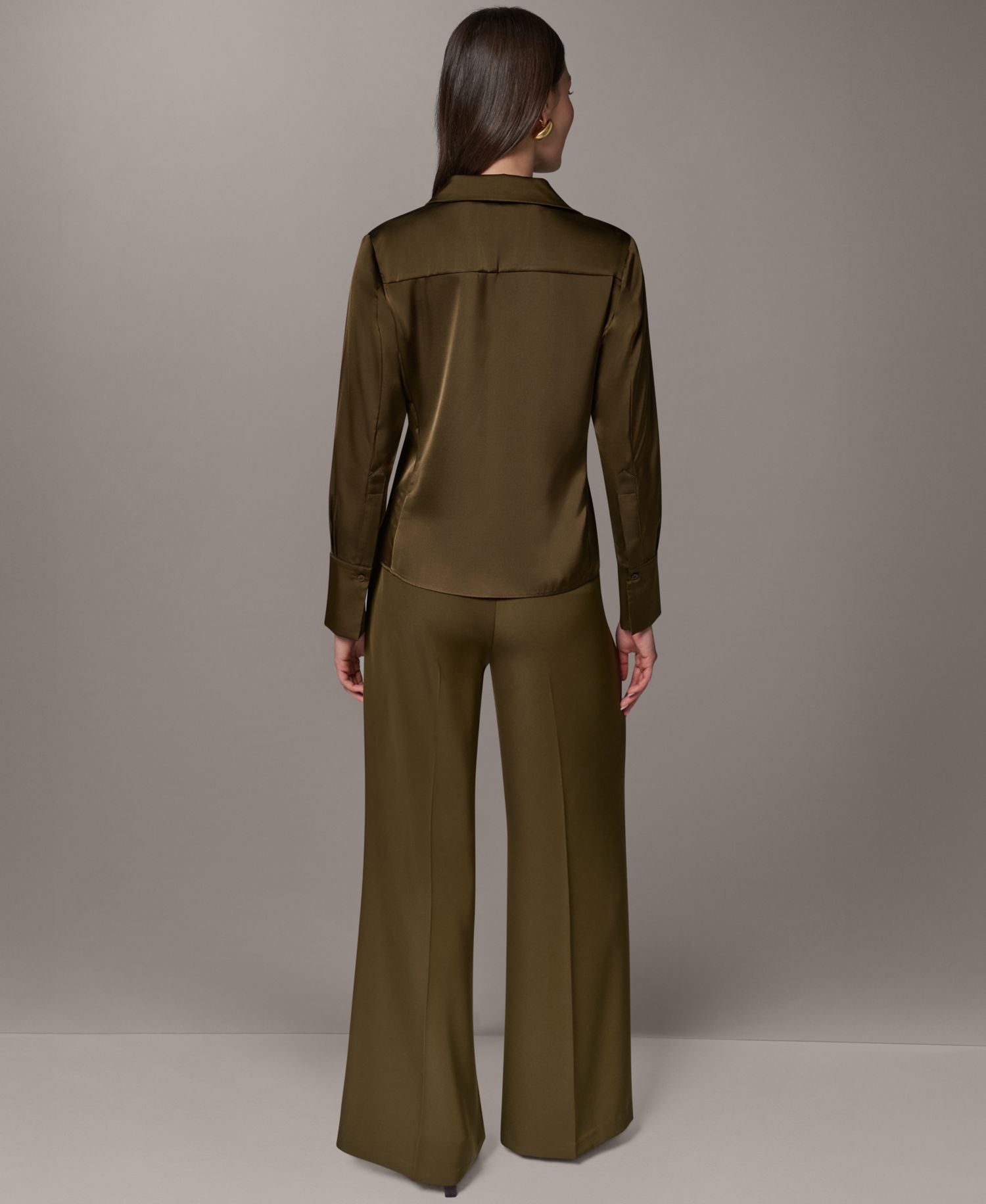 Petite Collared Button-Up Blouse
