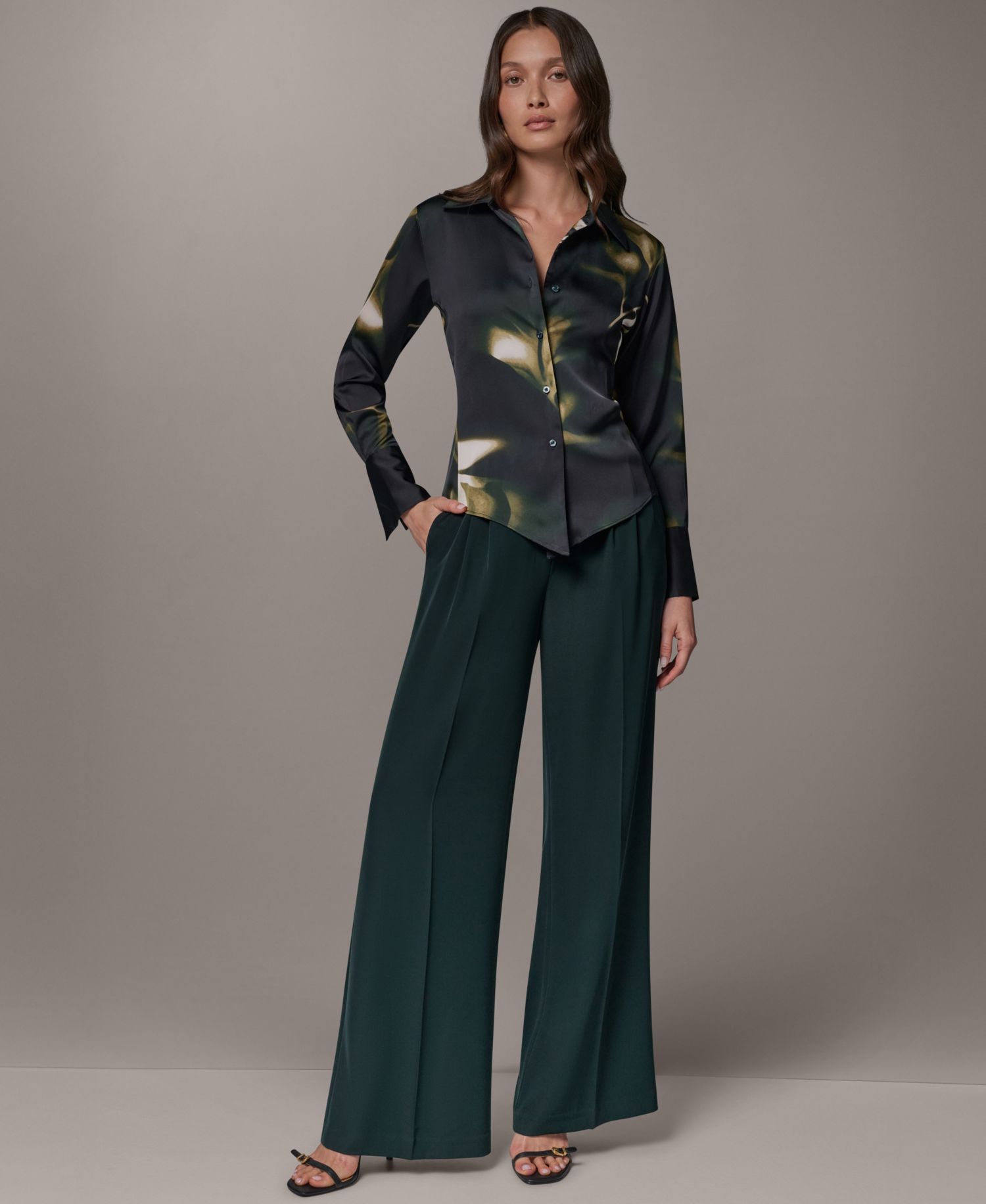 Petite Collared Button-Front Blouse