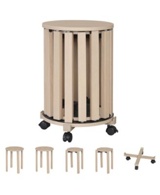 Stackable Stools Set of 4 with Rolling Base, Locking Casters for Kitchen Apartments