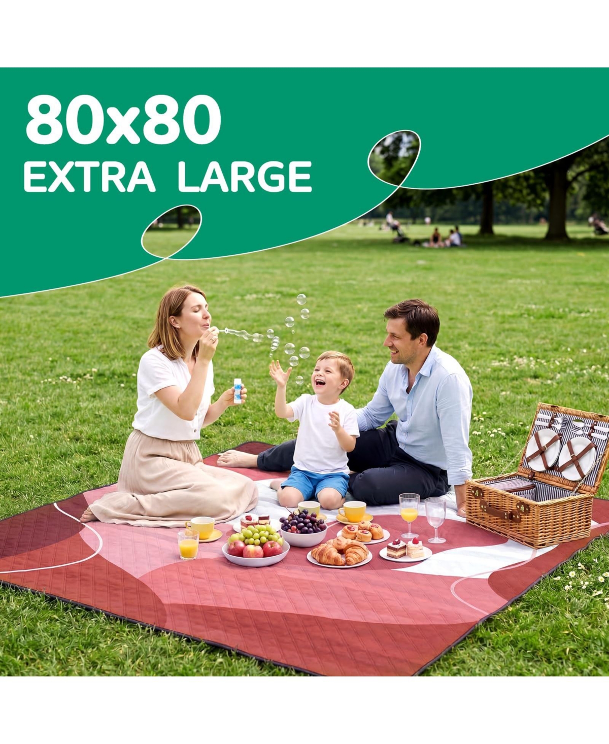 Aofar 80''80'' Waterproof Beach Blanket Picnic Camping Mat Oversized Foldable Sandproof Towel Vacation Gift