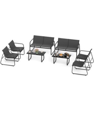 8 Piece Patio Furniture Set Fabric Lawn Chairs and Loveseat with Coffee Table