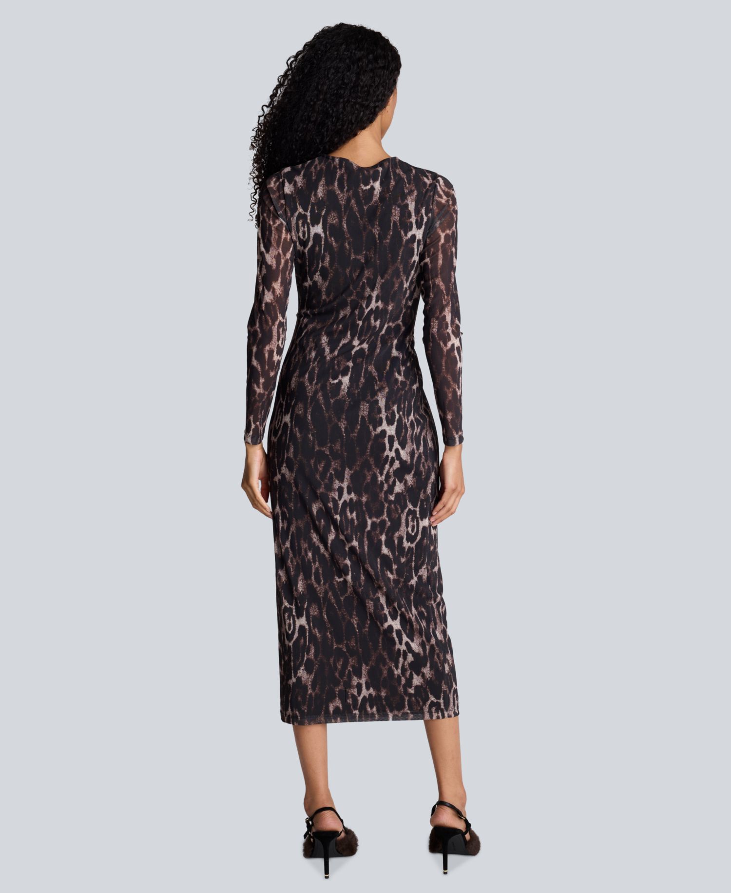 Women's Knot Front Long-Sleeve Midi Dress