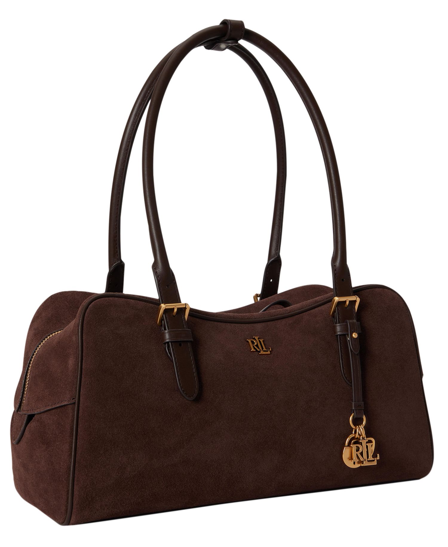 Marcy Zipper Suede Charms Large Satchel Bag