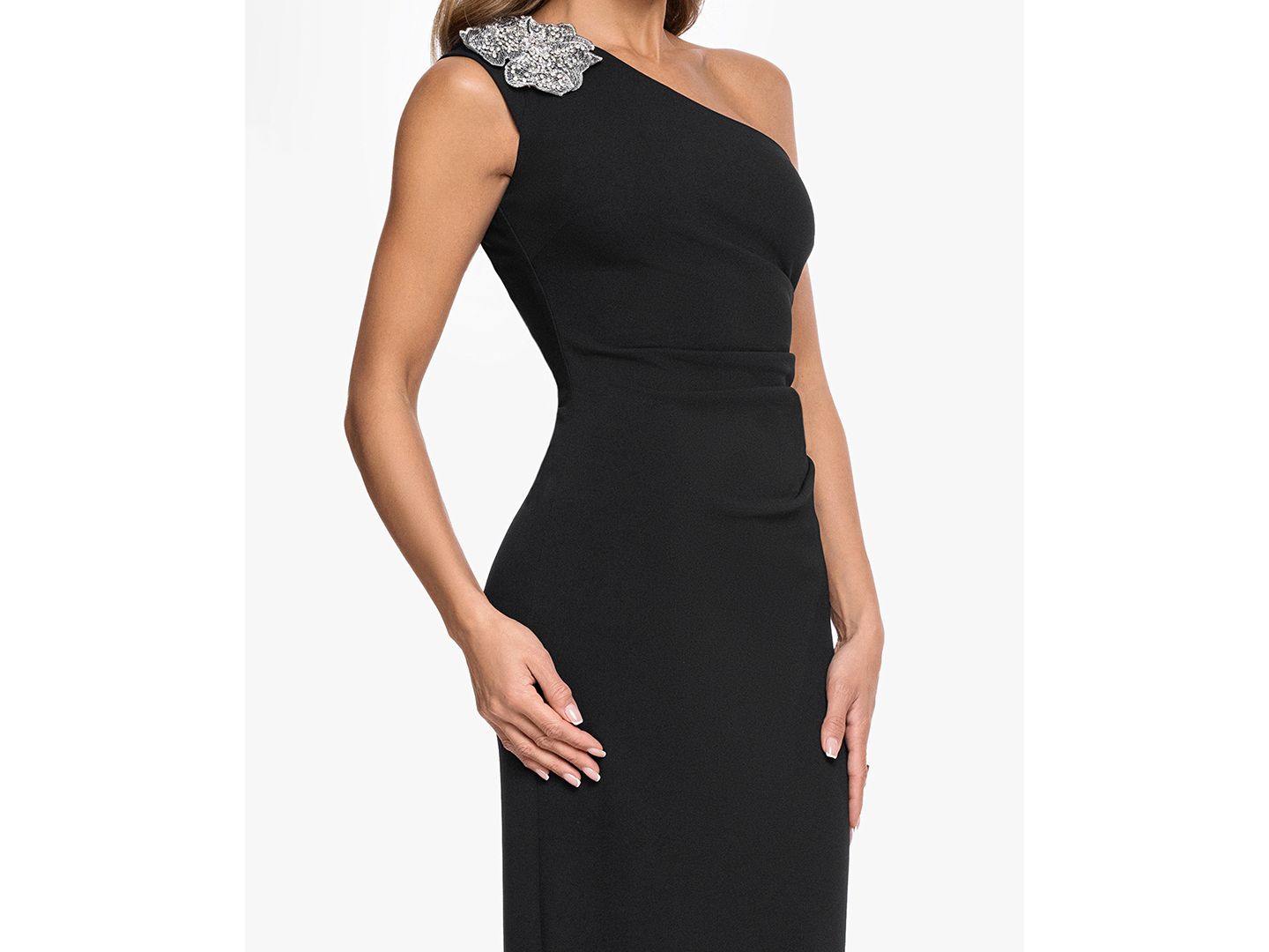 Женские платья XSCAPE One-Shoulder Ball Gown, цвет: Чёрный / Серебряный — фото 3