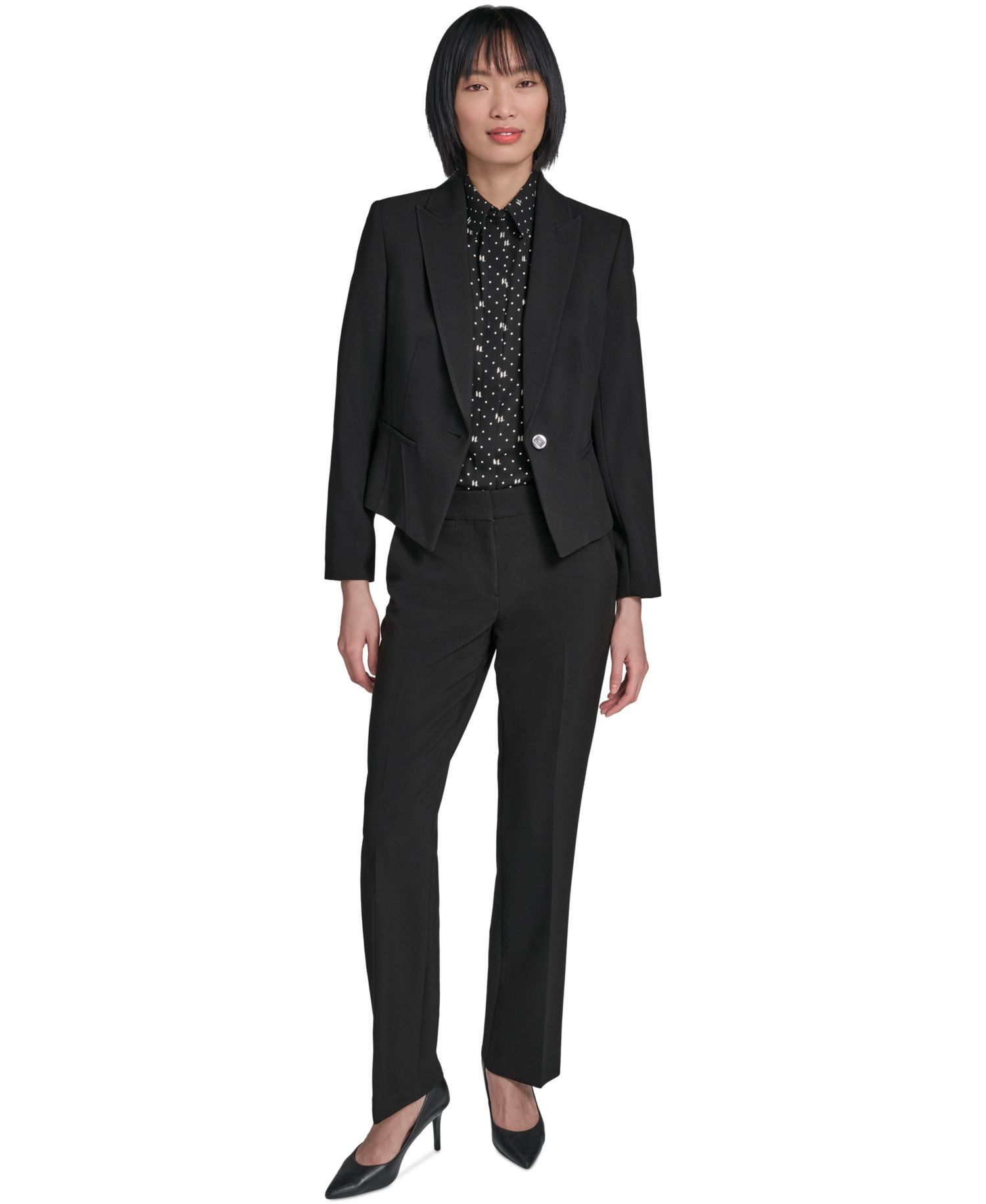 petite Peak-Lapel One-Button Blazer