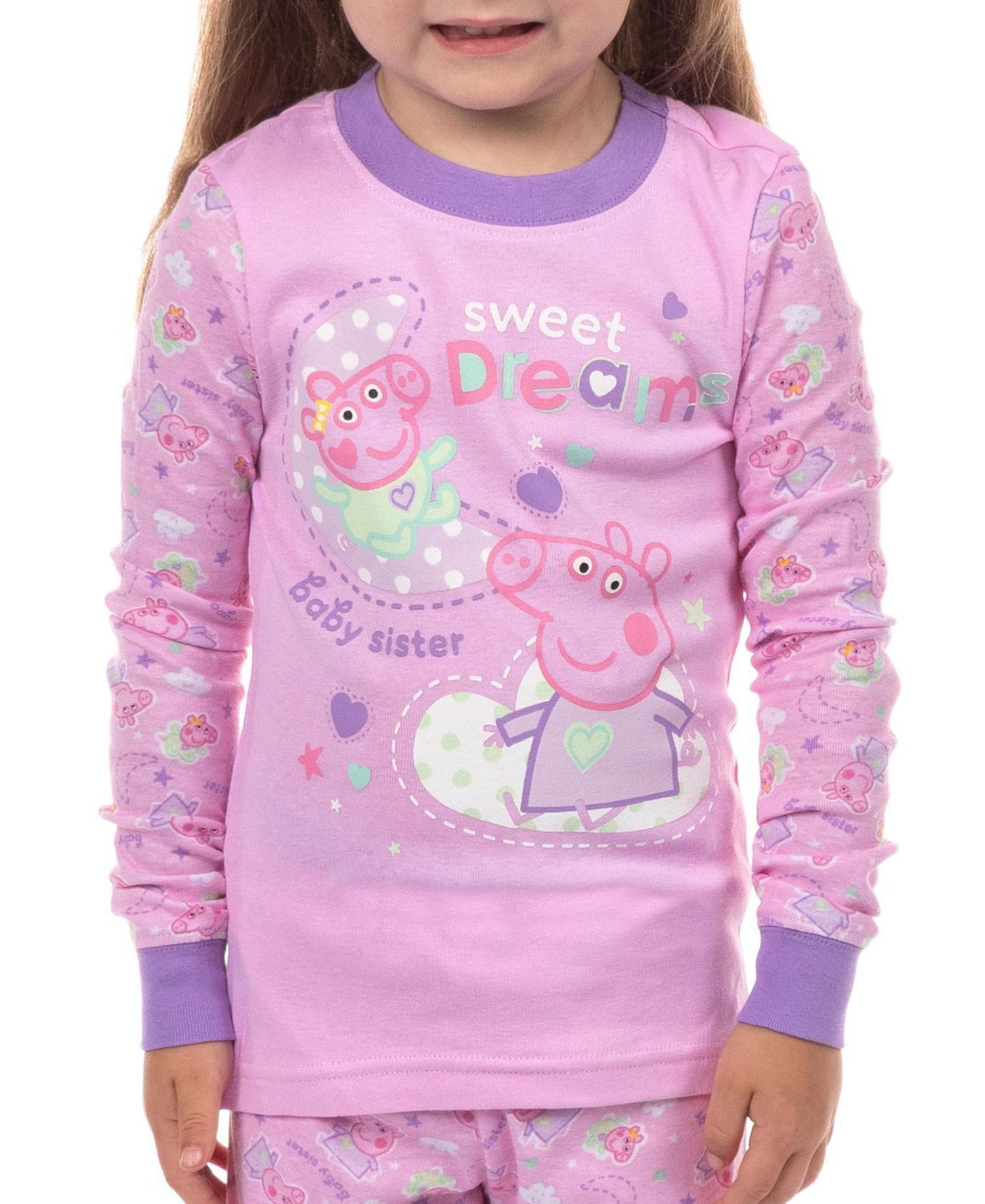 Toddler Girls Pajamas 2T-6 Sweet Dreams 2Piece Tight Fit Long-Sleeve Shirt Pajama Pant Set