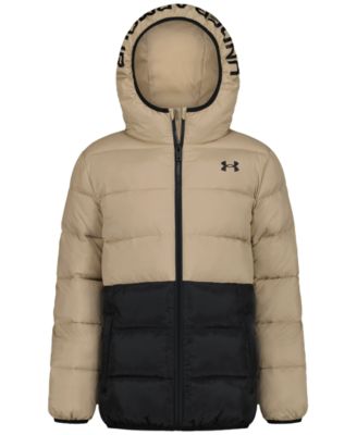 Boys' 8-20 Solid Logo Full-Zip Puffer Hooded Jacket