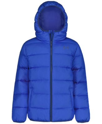 Boys' 8-20 Solid Blue Logo Full-Zip Puffer Hooded Jacket