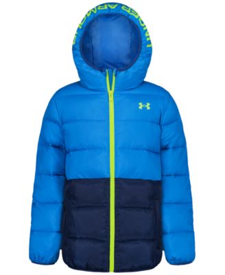 Boys' 8-20 Solid Logo Full-Zip Puffer Hooded Jacket