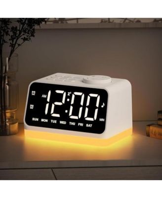 5 Inch Digital Alarm Clock with FM Radio 8 Color Night Light Sleep Timer Dual Alarms 2 USB Ports 3.5mm Headphone Jack Great for Seniors and Kids