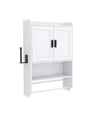 Over The Toilet Storage Cabinet Bathroom Wall Mounted Medicine Cabinet Towel Bar and Paper Holder Multipurpose Bathroom Organizer Cabinet