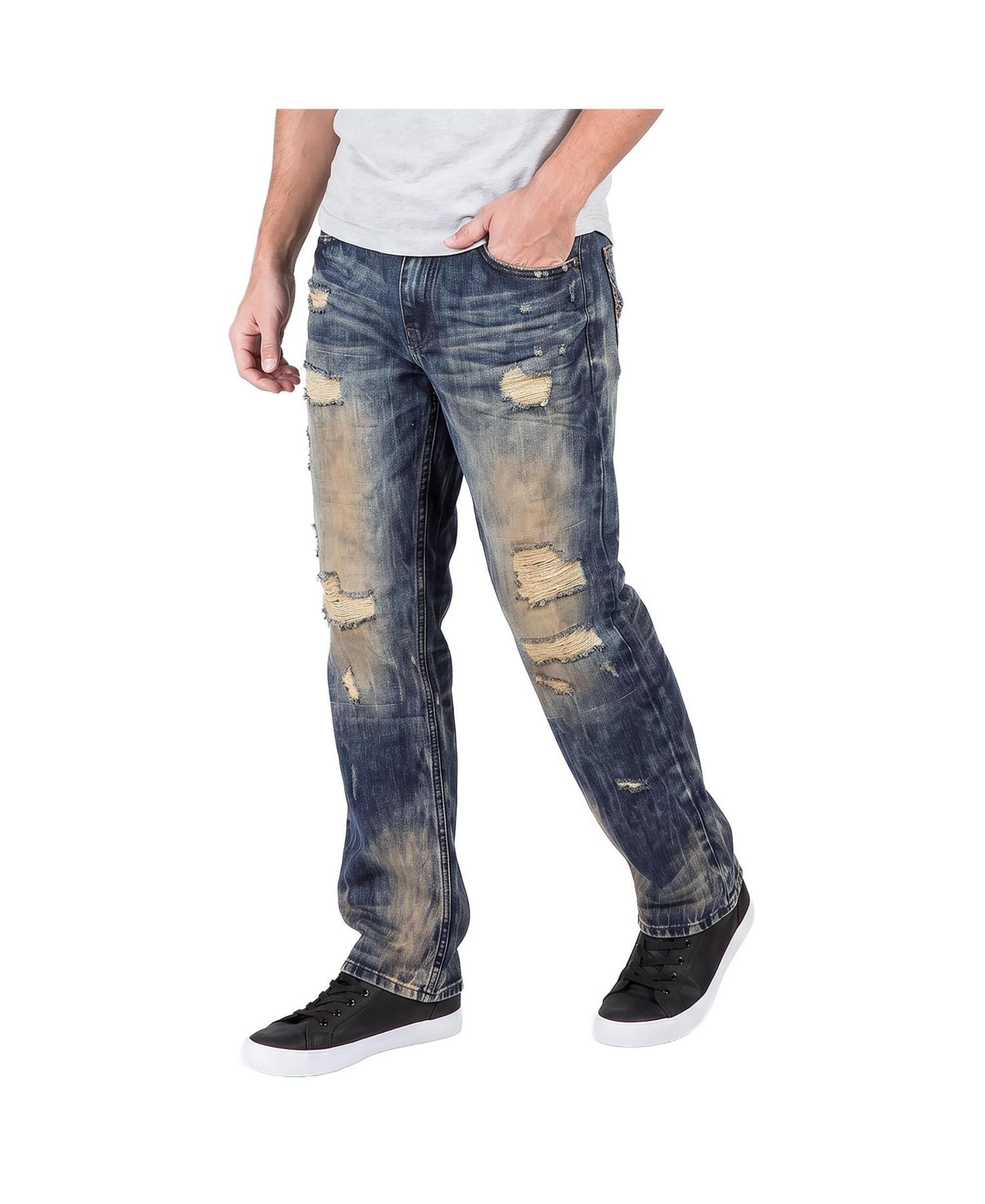 Men's Relaxed Straight Fashion Washed Jeans