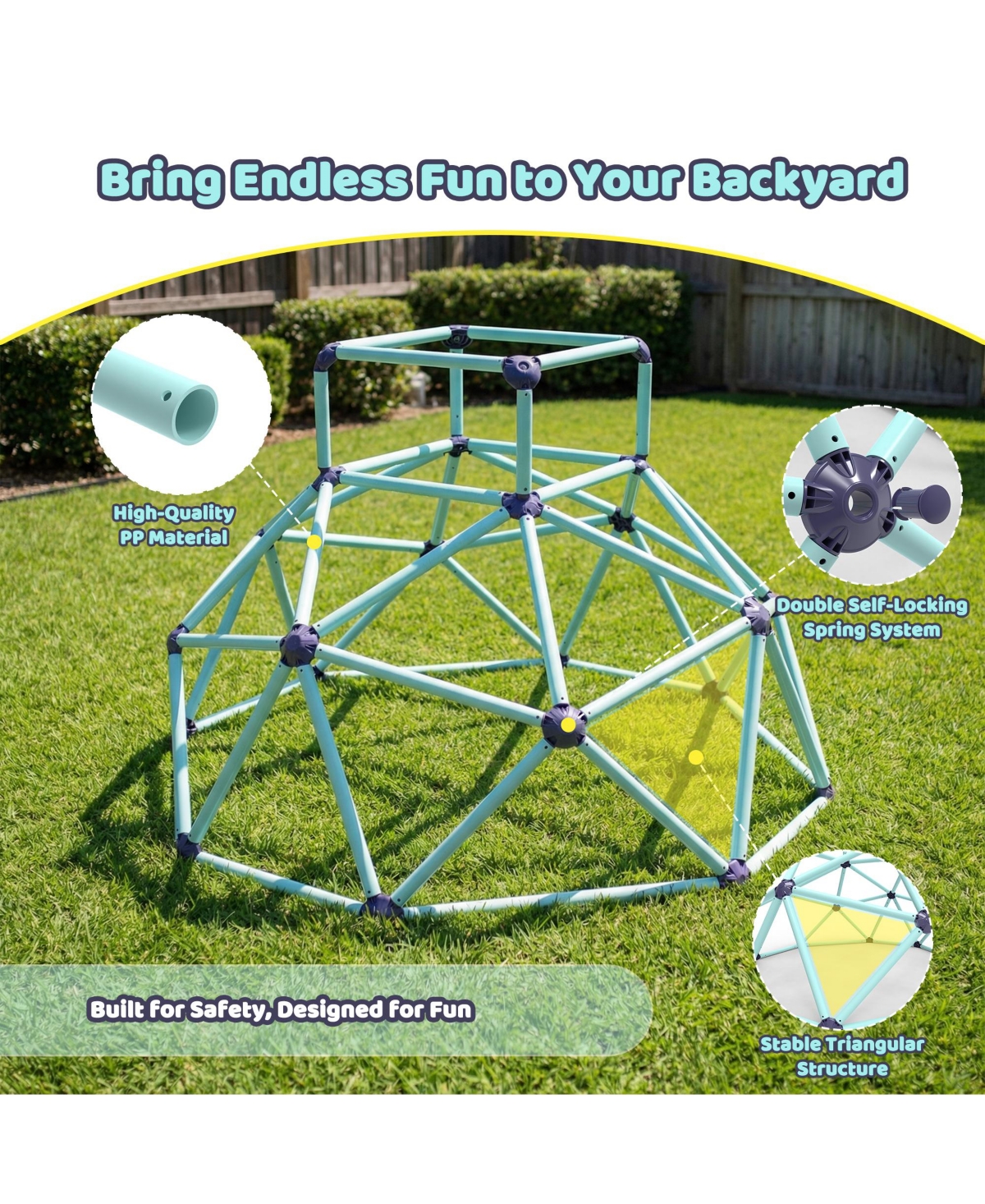 Zeny Geometric Climbing Dome – Sturdy, Strong Load Capacity, Easy Assembly, Portable, and Versatile for Indoor and Outdoor Use, for Kids