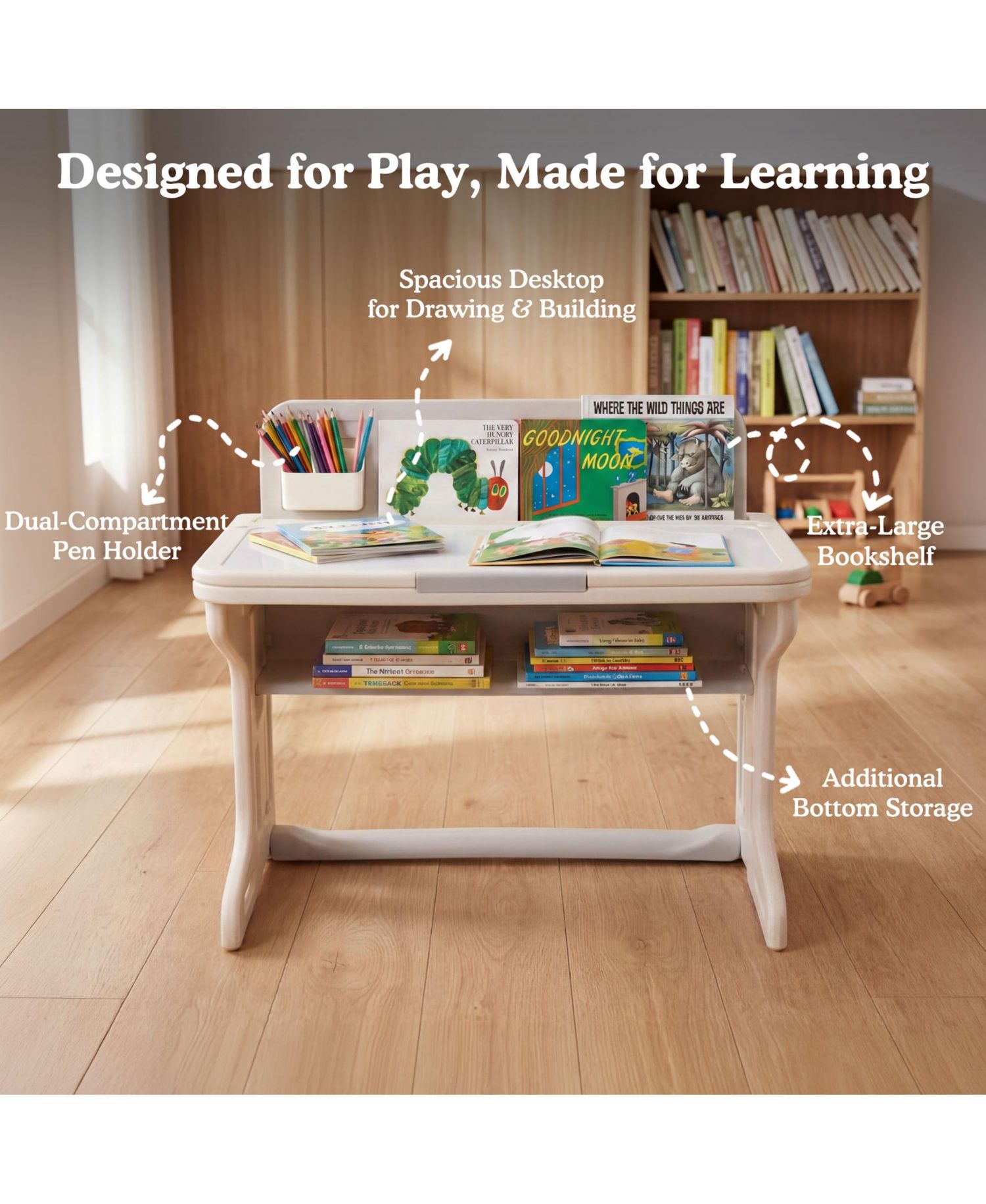 Kids Table and Chair Set, Activity Desk for Drawing, Reading, Building Blocks, and Play