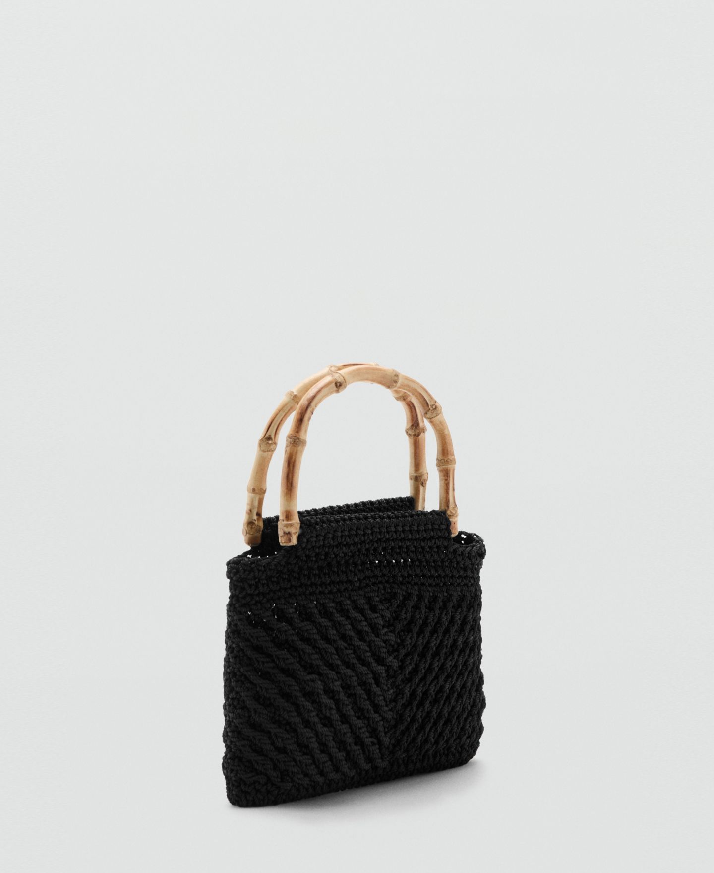 Женская сумка MANGO Bamboo Handle Handbag, цвет: Чёрный — фото 2