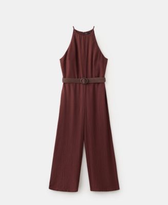Women's Belt Halter-Neck Jumpsuit