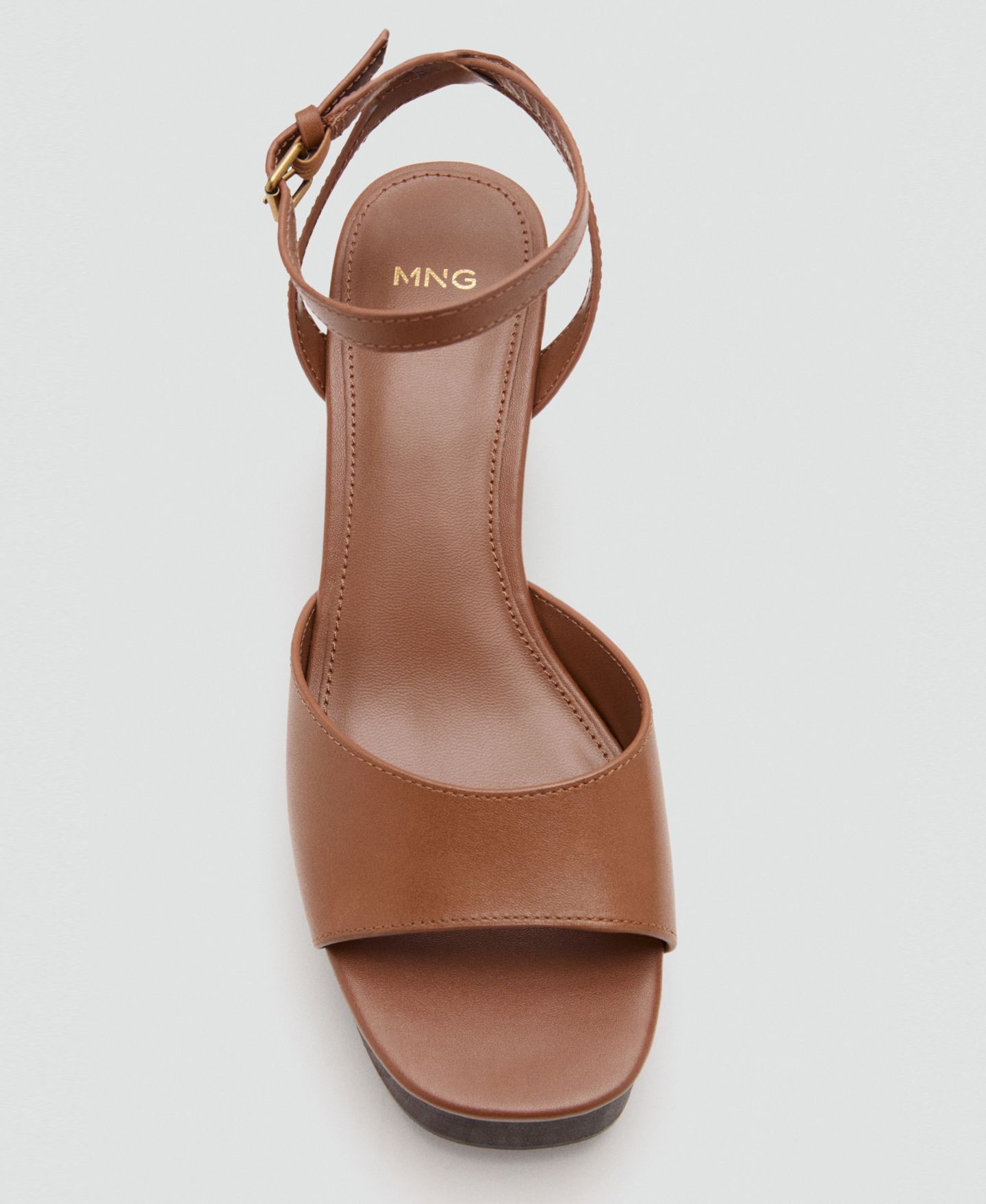 Женские сандалии MANGO Leather Wedge-Heel, цвет: Кожаный — фото 2