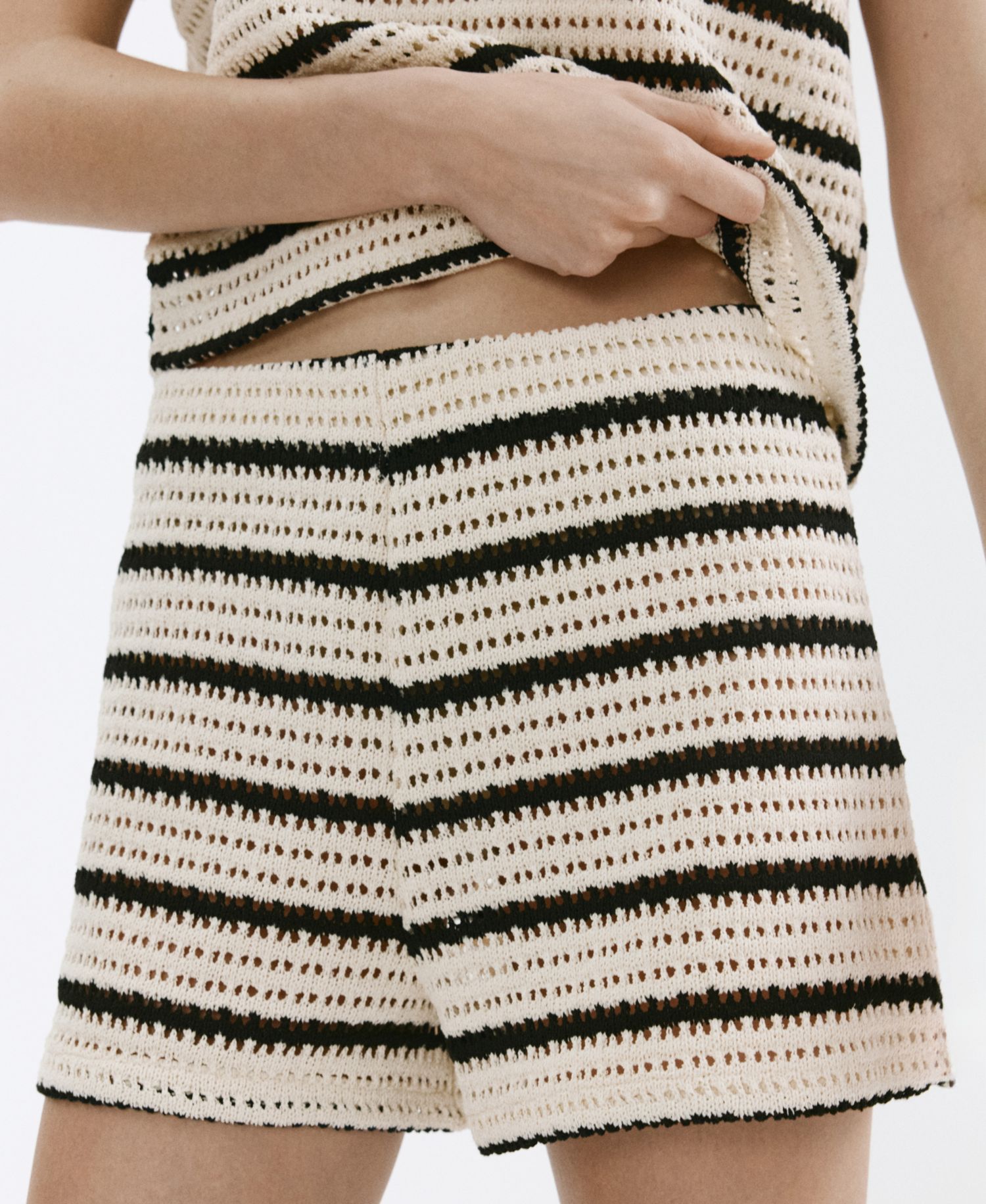 Women's Striped Crochet Shorts