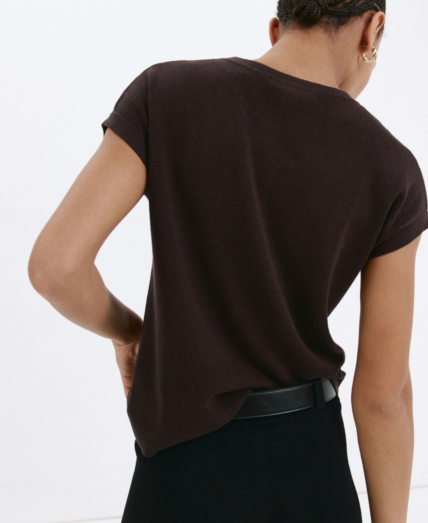 Женский свитер Mango Short-Sleeve Cotton, цвет: Коричневый — фото 3