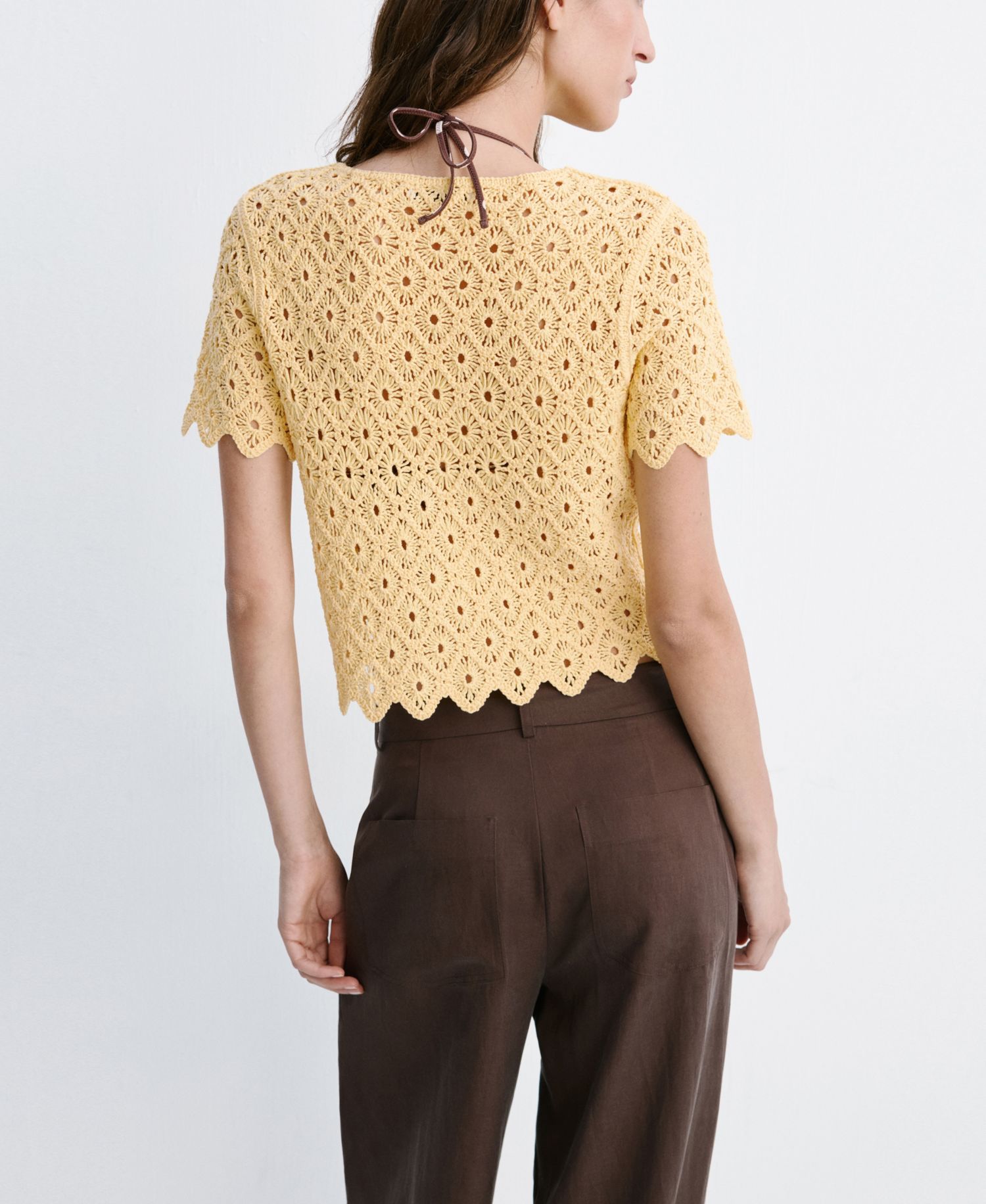 Women's Scalloped Open-Knit Cardigan