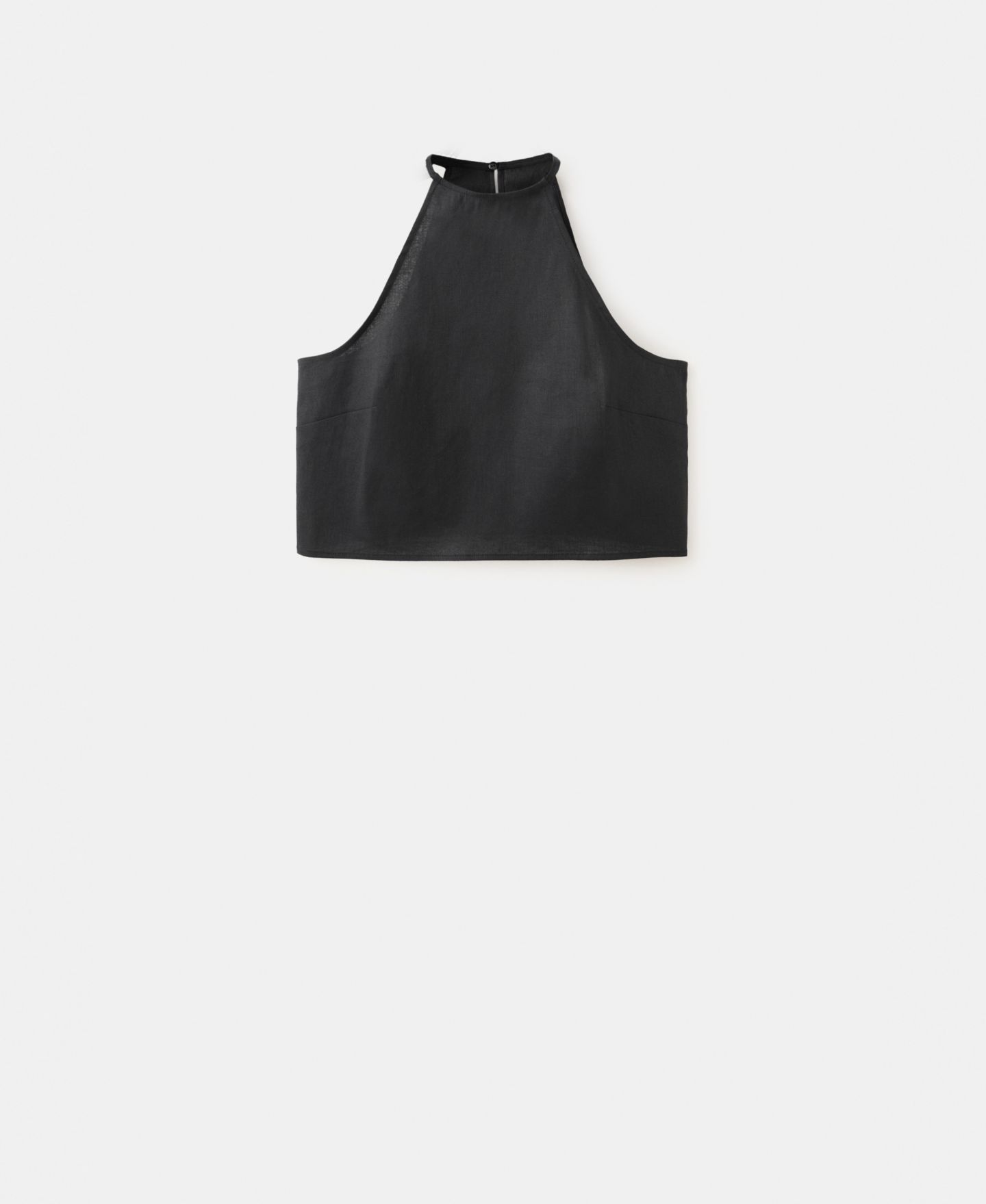 Женский топ Mango Linen-Cotton Halter, цвет: Чёрный — фото 1