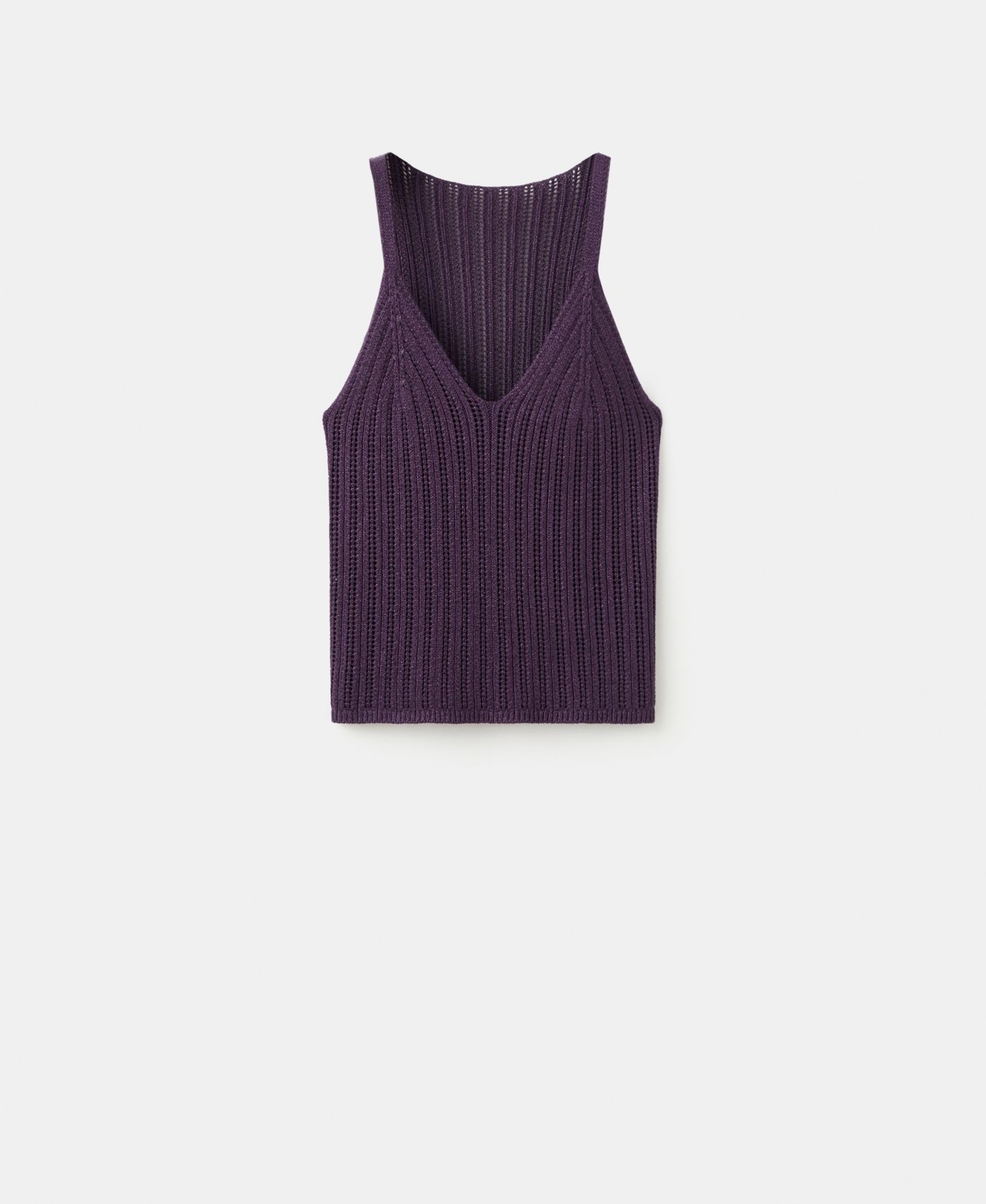 Женский топ Mango Metallic Openwork Knit, цвет: Фиолетовый — фото 1