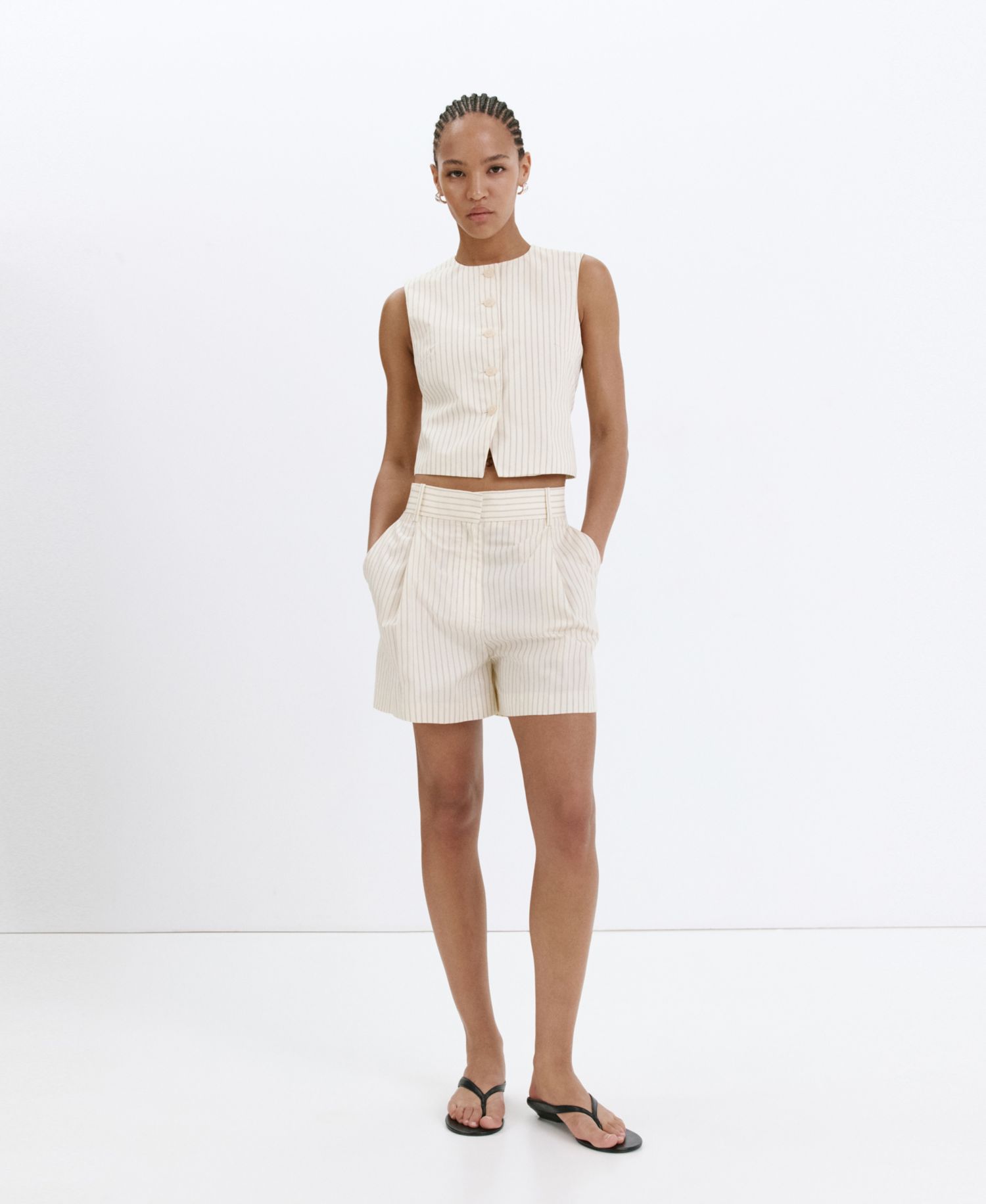 Women's Pinstripe Open-Back Vest
