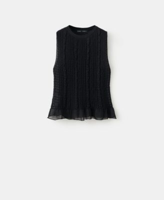 Women's Ruffled Detail Shirred Top
