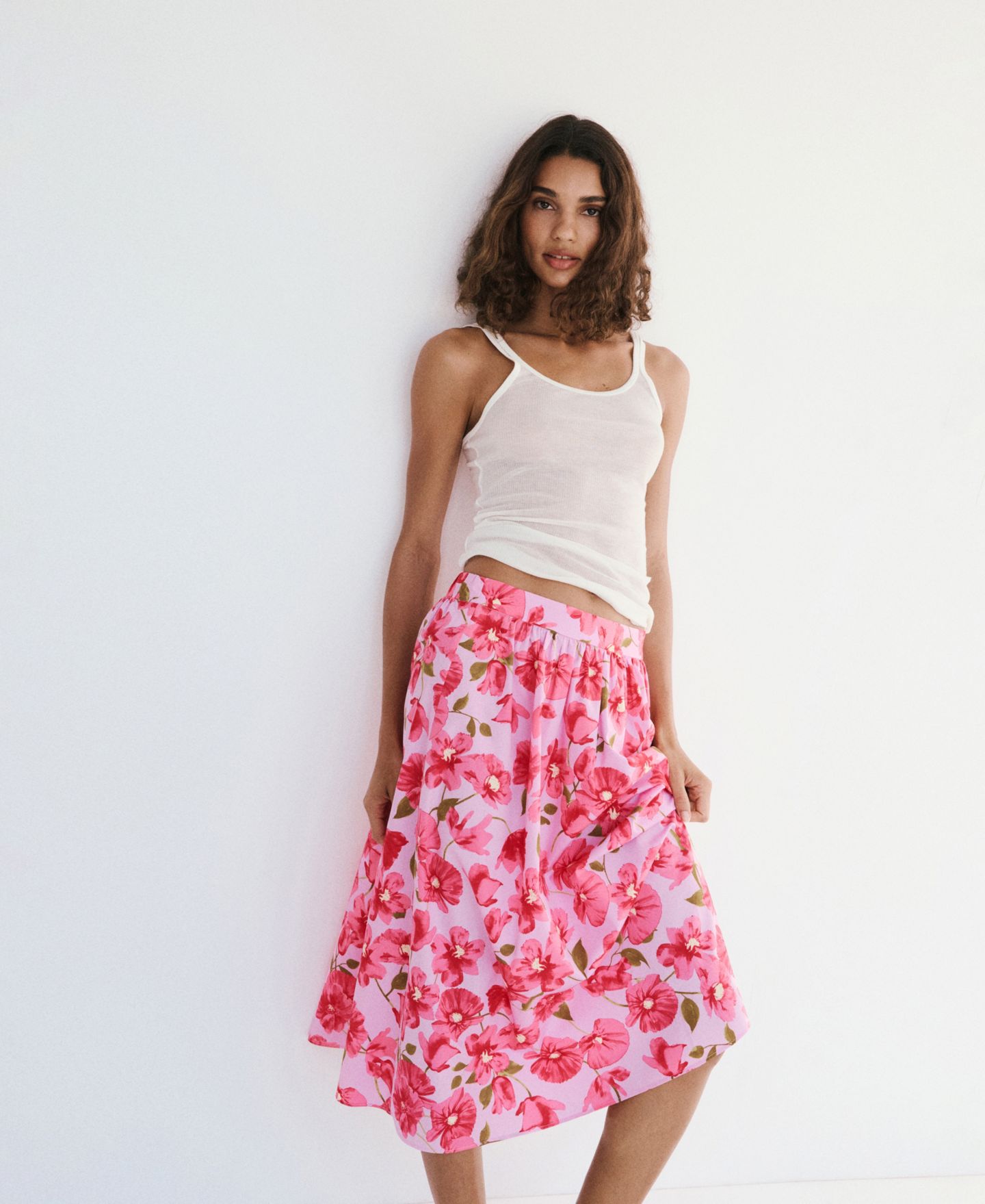 Женская юбка MANGO Cotton Midi, цвет: Розовый — фото 6