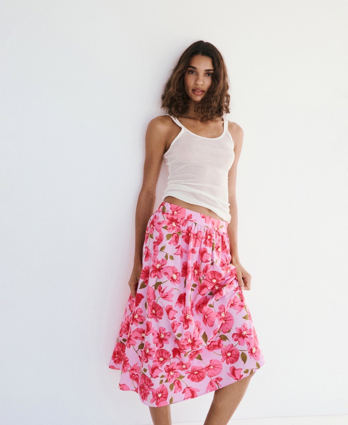 Mango Women's Cotton Midi Skirt